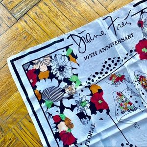 Diane Freis White silk scarf 10 year anniversary
